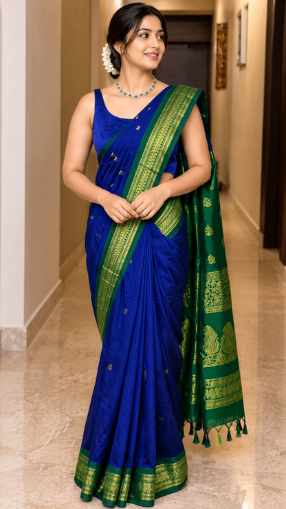 Premium Kalyani Cotton Sarees with Zari Border and Rich Pallu