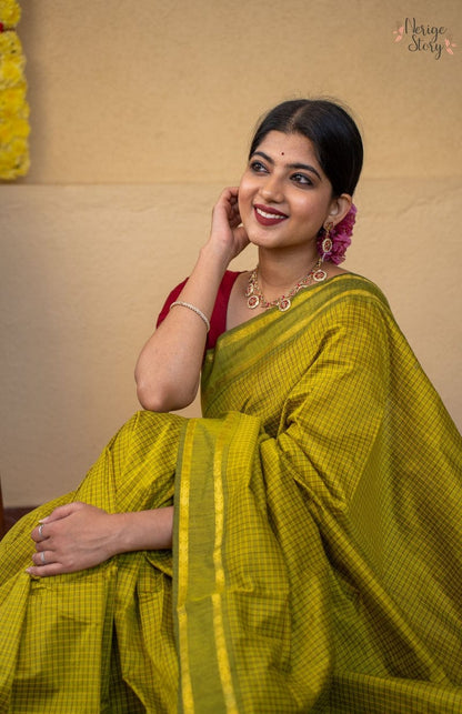 Premium Cotton Sarees with Checks Pattern vol-3