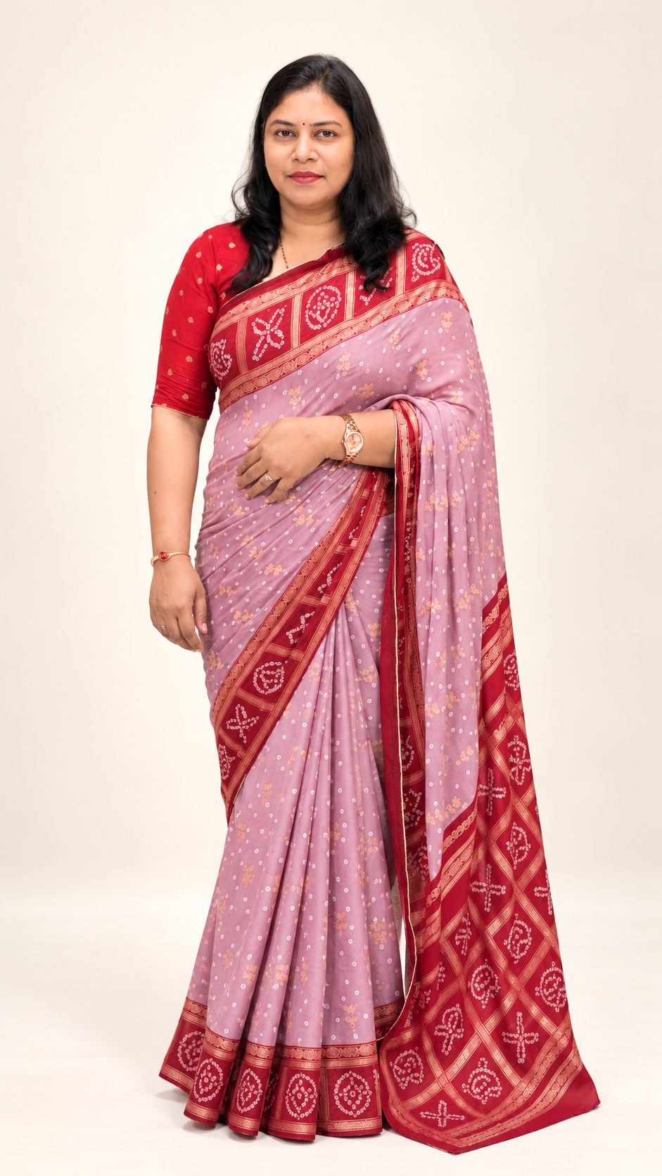 Premium Chiffon Fancy Saree with Bandini Blouse & Pallu