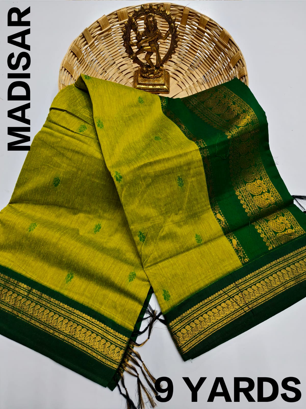 MADISAR SAREE/ NAUVARI SAREE with contrast zari border