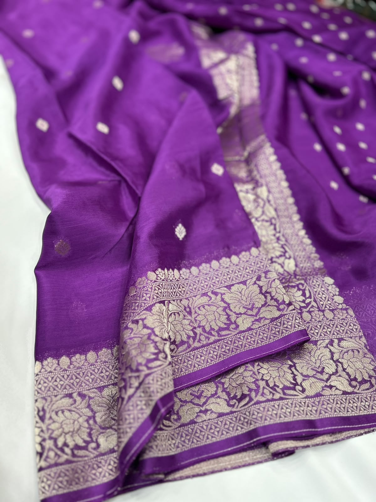 Pure Banaras Khaddi Chiffon Self Saree