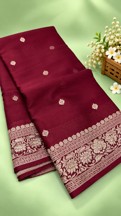 Pure Banaras Khaddi Chiffon Self Saree