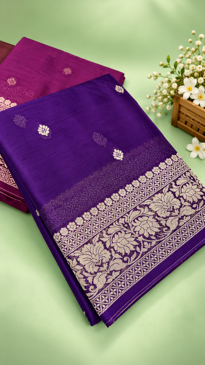 Pure Banaras Khaddi Chiffon Self Saree