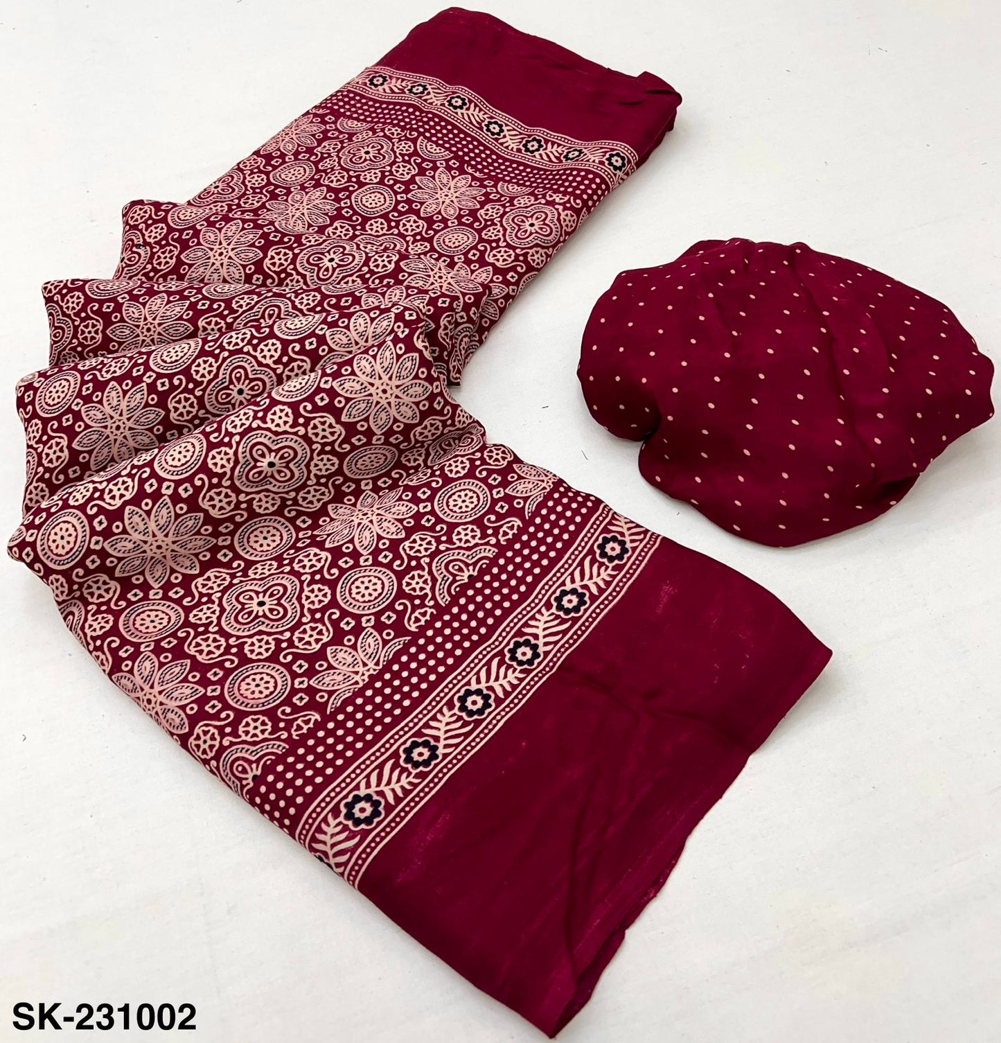 Premium Modal Ajrakh with pagadi patta and handblock print