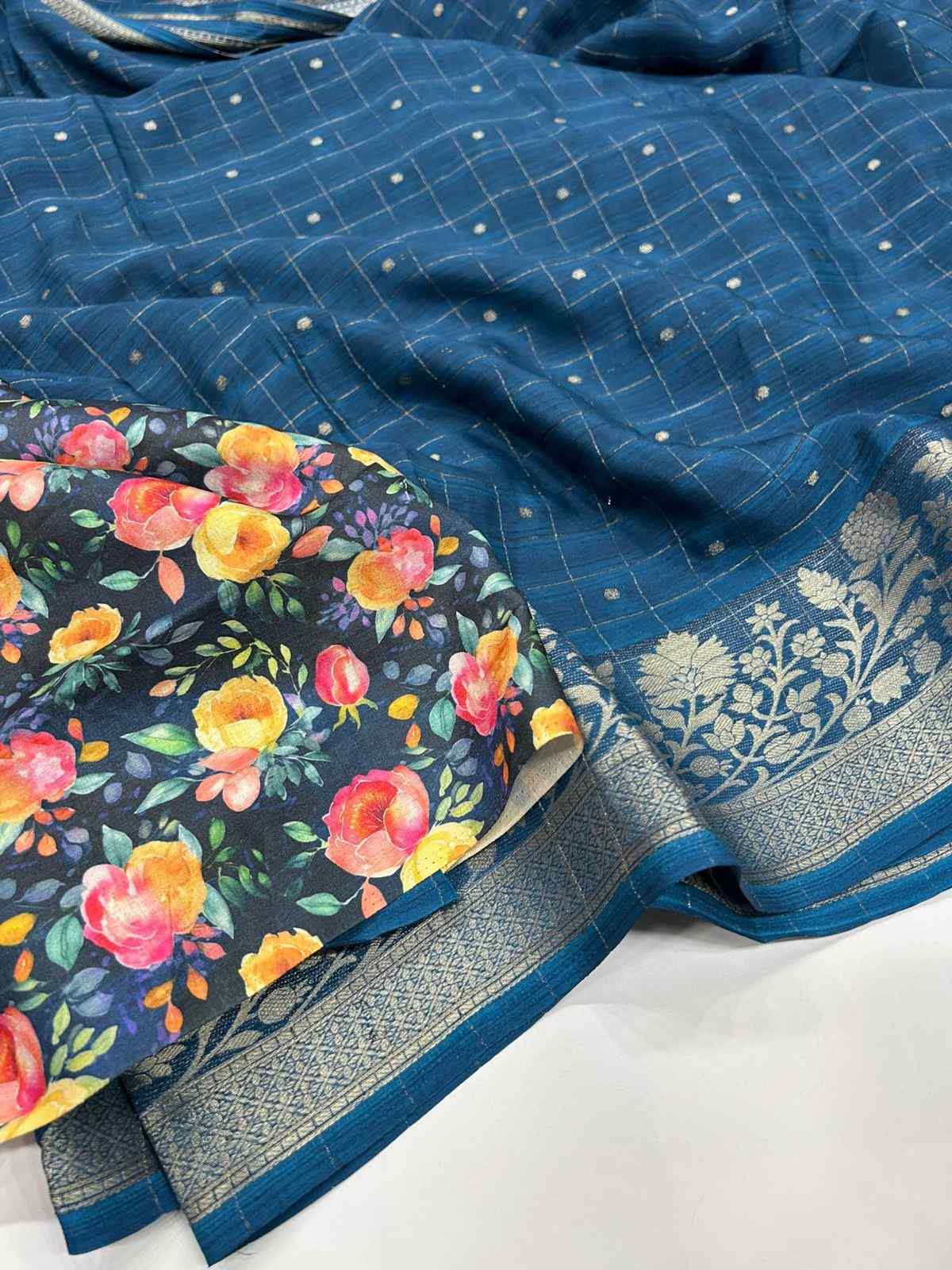Premium Chiffon Fancy Saree with Digital Print Blouse