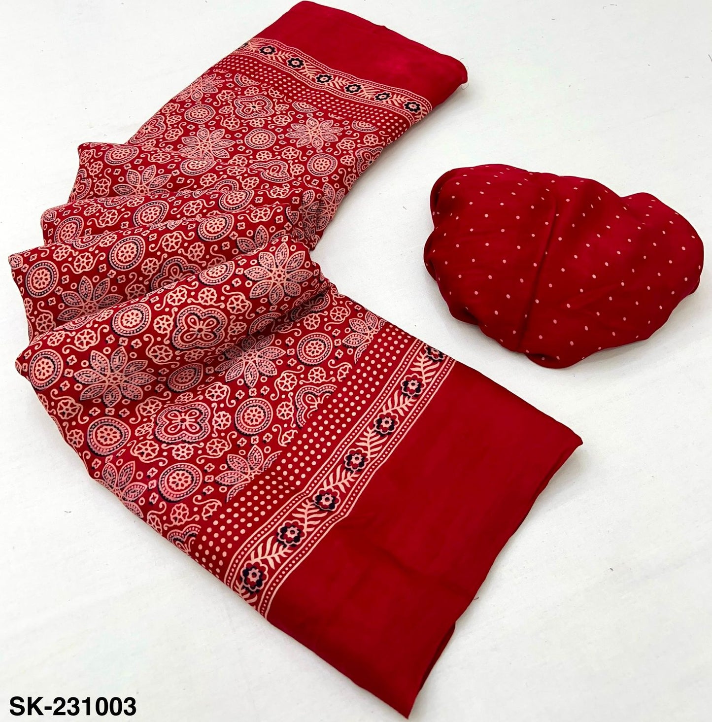 Premium Modal Ajrakh with pagadi patta and handblock print