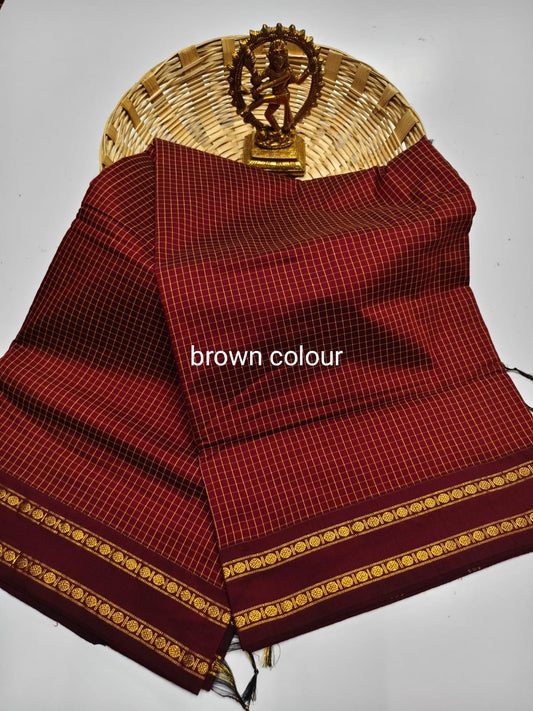 Premium Cotton Sarees with Checks Pattern vol-5