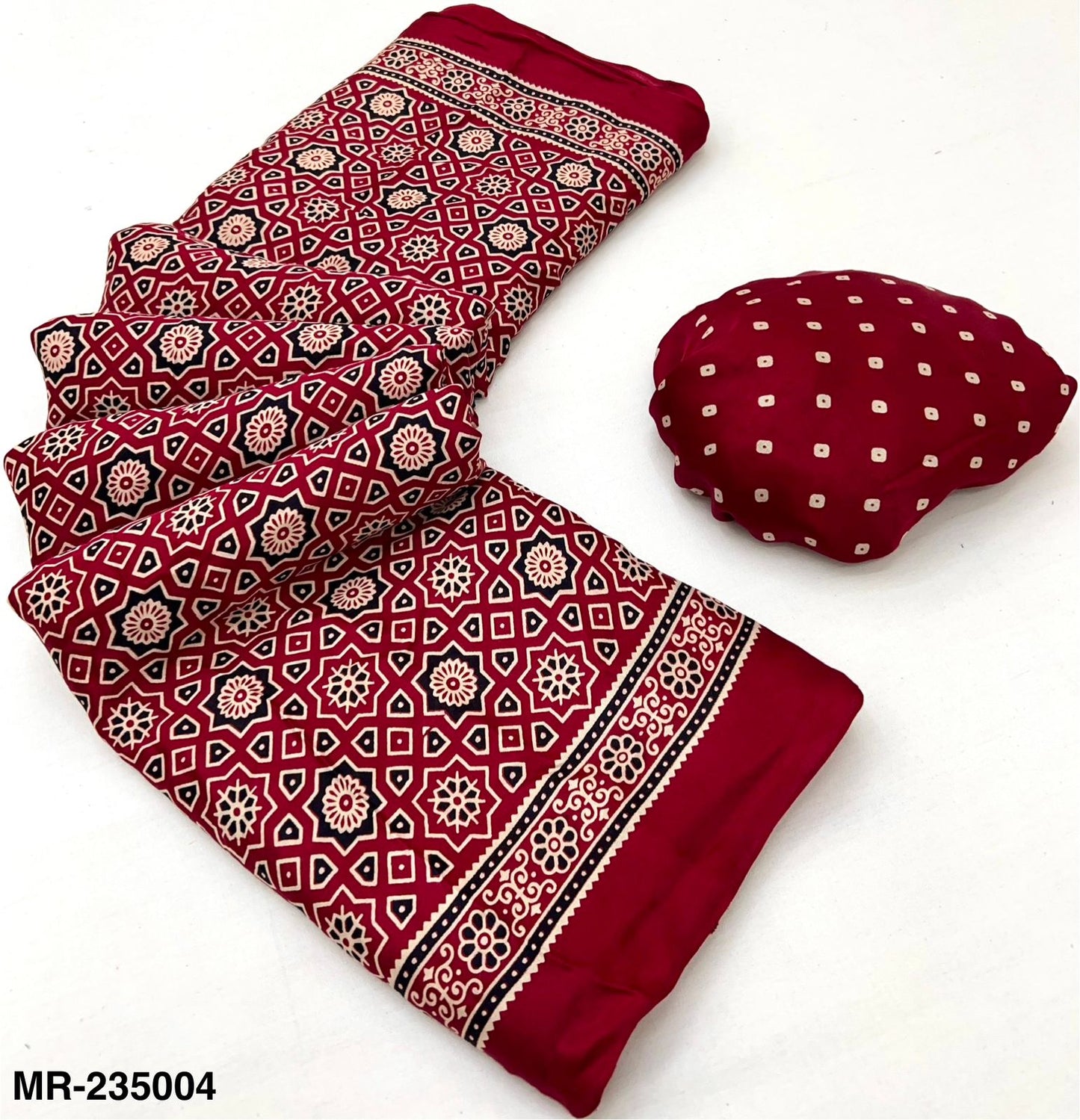 Premium Modal Ajrakh with pagadi patta and handblock print