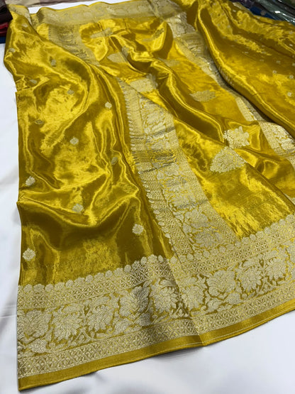 Pure Banaras Khaddi Chiffon Self Saree