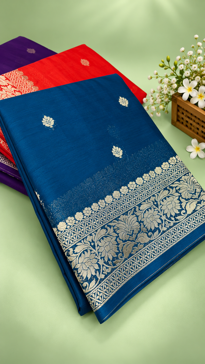 Pure Banaras Khaddi Chiffon Self Saree