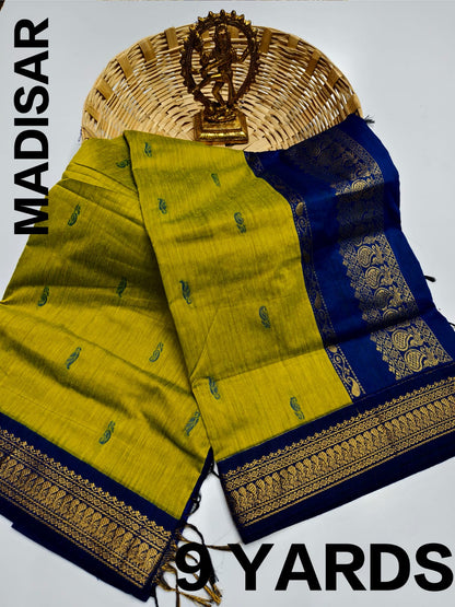 MADISAR SAREE/ NAUVARI SAREE with contrast zari border