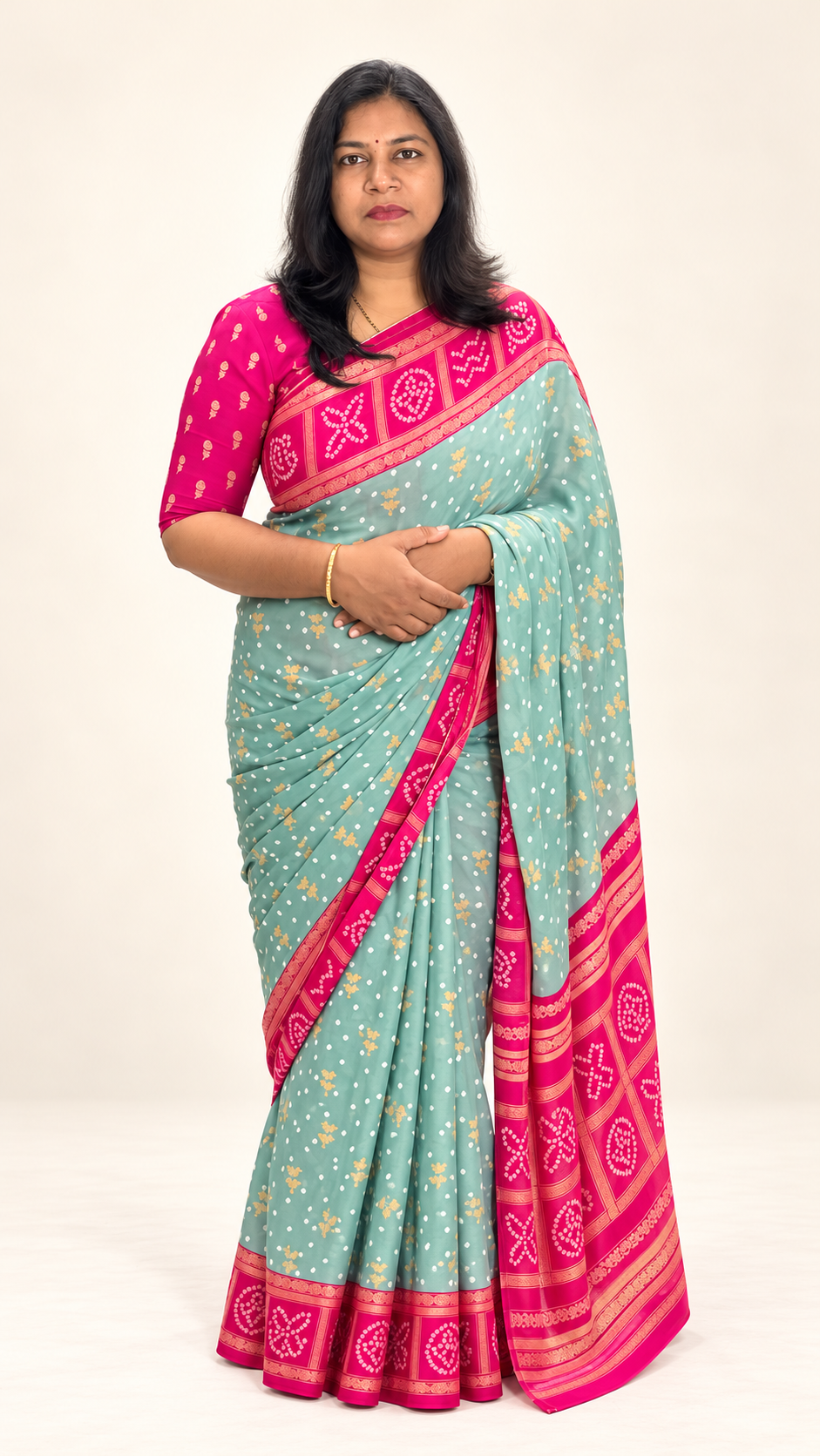 Premium Chiffon Fancy Saree with Bandini Blouse & Pallu