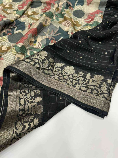 Premium Chiffon Fancy Saree with Digital Print Blouse