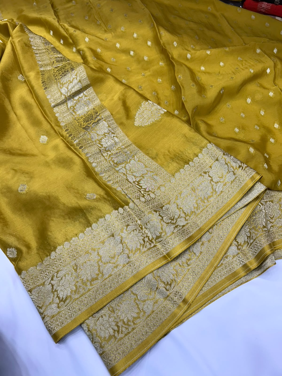 Pure Banaras Khaddi Chiffon Self Saree