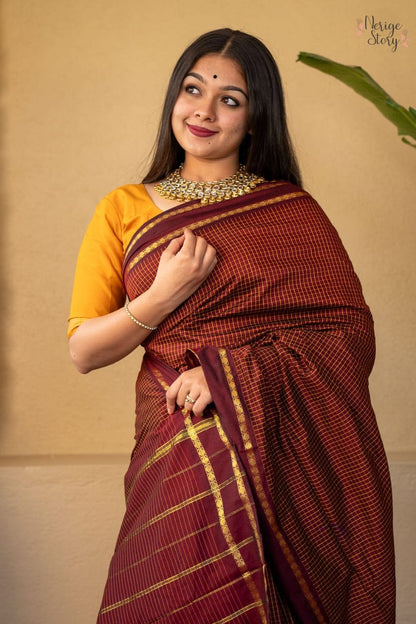 Premium Cotton Sarees with Checks Pattern vol-2