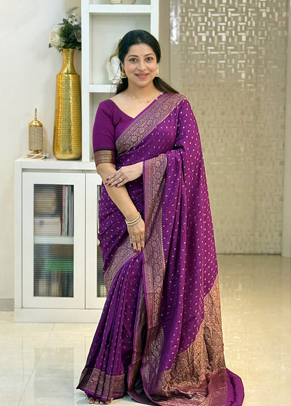 Pure Banaras Khadi Crepe with Self Border