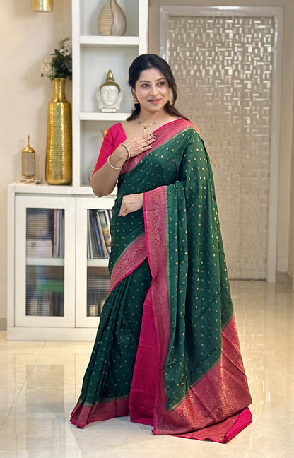 Pure Banaras Khadi Crepe with Contrast Border