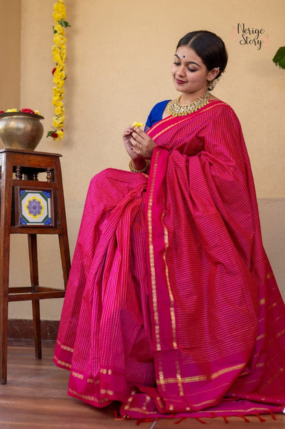 Premium Cotton Sarees with Checks Pattern vol-4