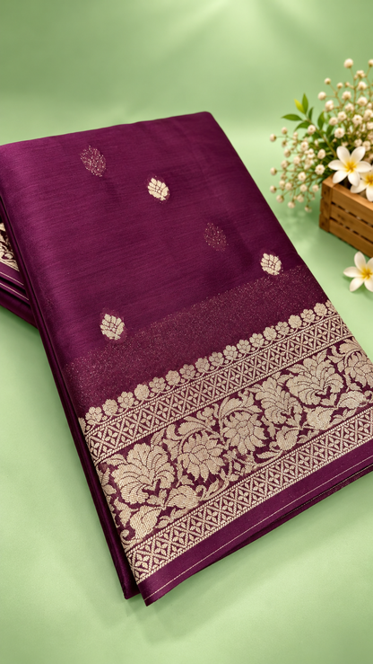 Pure Banaras Khaddi Chiffon Self Saree
