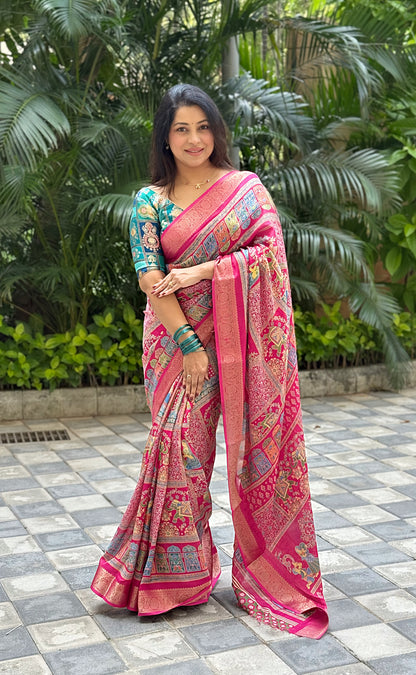 Premium Fancy Chiffon with Phshimna inspired design
