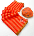 Soft Cotton Based Lenin with Zari Border and Fancy Tassels