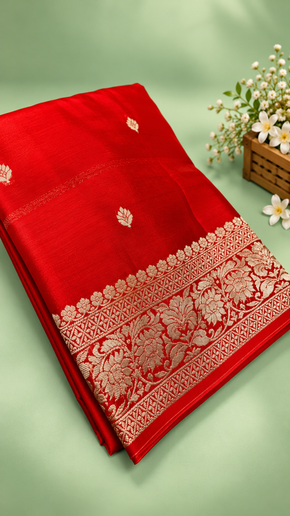 Pure Banaras Khaddi Chiffon Self Saree