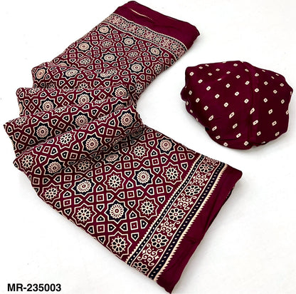 Premium Modal Ajrakh with pagadi patta and handblock print