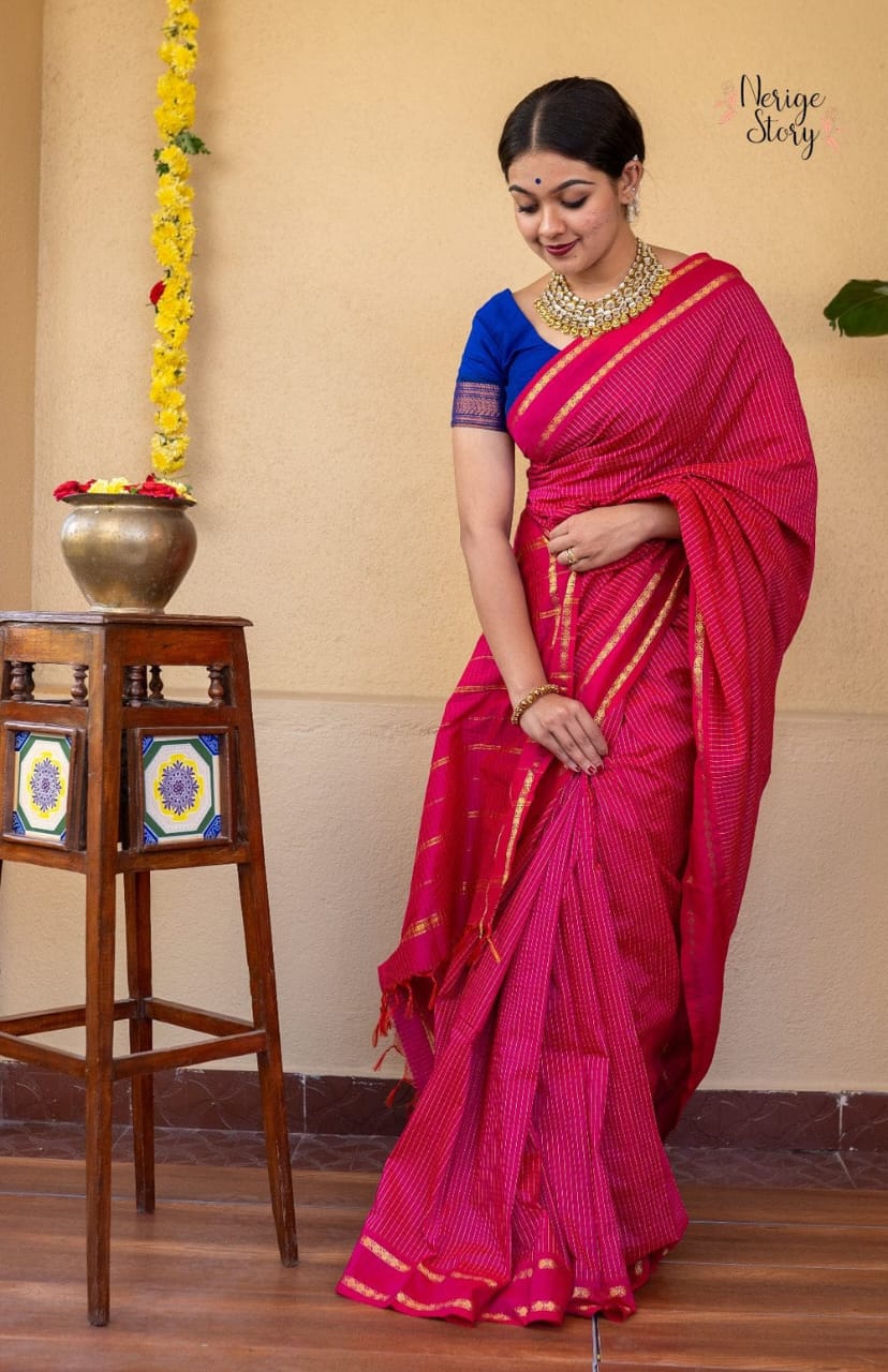 Premium Cotton Sarees with Checks Pattern vol-4