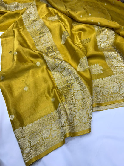 Pure Banaras Khaddi Chiffon Self Saree