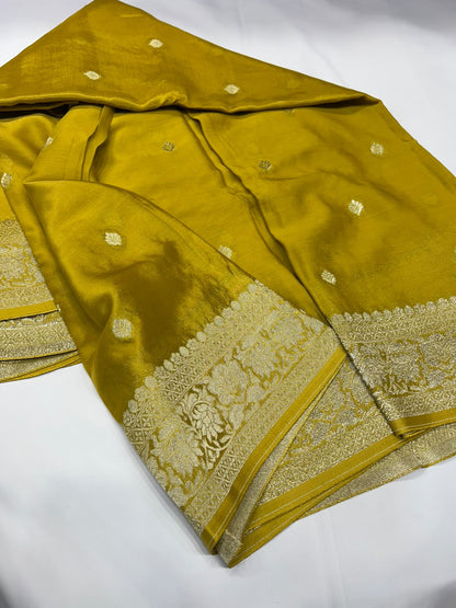 Pure Banaras Khaddi Chiffon Self Saree