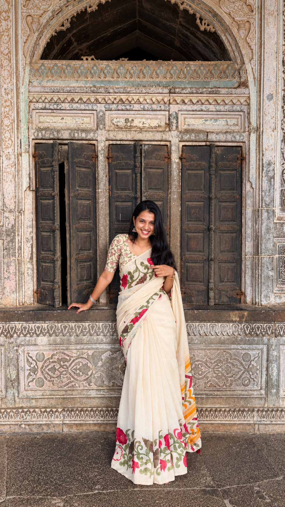 Premium Fancy Lenin Cotton With Mirror Work