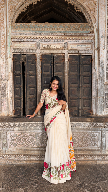 Premium Fancy Lenin Cotton With Mirror Work