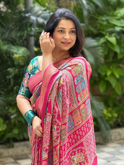 Premium Fancy Chiffon with Phshimna inspired design