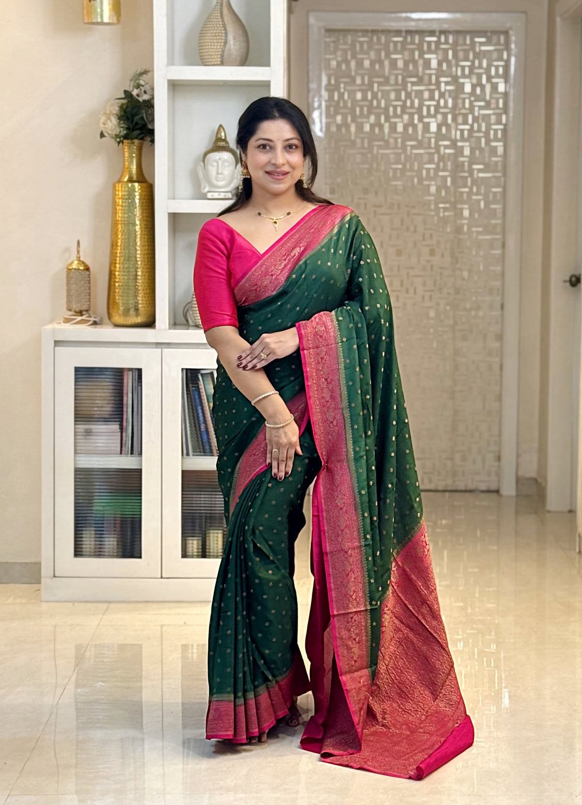 Pure Banaras Khadi Crepe with Contrast Border